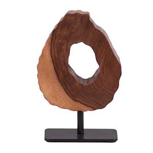 Objet de décoration en bois naturel, sculpture d'art abstrait, fabriqué à la main en bois massif, parfait pour les espaces esthétiques minimalistes, maison, bureau. - Product Image 1