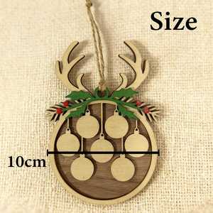 Adorno Navideño de Madera Personalizado con Diseño de Reno, Nombres de Familia Grabados, Decoración Rústica para las Fiestas, Forma Circular - Product Image 5