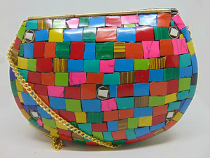 Sac messager de mariage indien glamour, style bohème classique, design artisanal, finition dorée, léger et ouvert - Product Image 2