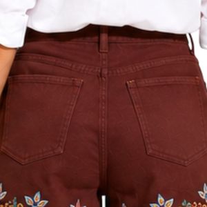 Brown Embroidered Women Denim <b>Shorts</b> High Waist Floral Scallop Hem Cotton Casual Summer <b>Shorts</b> Custom OEM Private Label Fashion - Product Image 6