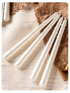 Luxury Pearl Finish 25cm Long Pole Wax <b>Candle</b> Decorative 25cm Pearl Taper <b>Candle</b> for Events Premium Long Burning 25cm Pearl Wax - Product Image 4