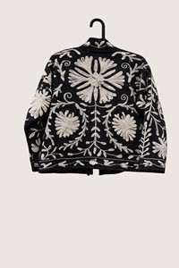 Veste Bohème Brodée Florale à Fermeture Éclair, Col Mandarin, Manches Longues, Grande Taille, Vêtement d'Extérieur Décontracté pour Femme, Collection Automne - Product Image 2