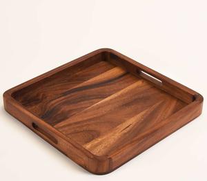 Plateau de service carré élégant de 15 pouces avec base solide, plateau utilitaire en bois, plateau de service alimentaire en bois, plateau de service en bois rustique - Product Image 5