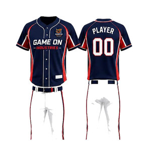 Ensemble de tenue de baseball à manches courtes pour hommes, personnalisable avec logo imprimé, grande taille, style moderne, pour les loisirs - Product Image 1