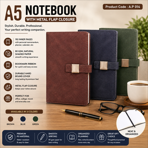 Carnet d'écriture scolaire A5 Premium avec fermeture à rabat métallique, couverture en PU, papier ligné 80 g/m², marque-page en ruban, agenda relié rigide - Product Image 6