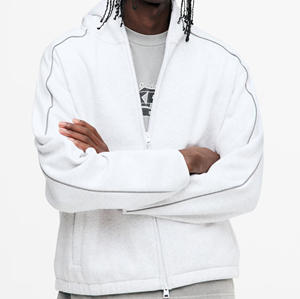 Sudadera con capucha de moda para hombre con cremallera, tejido de jersey lavado, ecológica, transpirable, cálida, de forro polar, estilo urbano. - Product Image 1