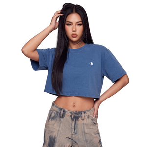 Chemise pour femme personnalisée style Y2K streetwear, vintage délavée, coupe courte à épaules tombantes, haute qualité, tendance estivale, mode, coupe classique - Product Image 1