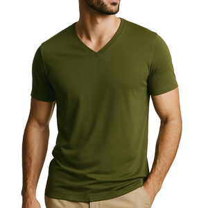 T-shirts personnalisés 100% coton respirants à séchage rapide pour hommes, entraînement sportif, gym, fitness, tee-shirt blanc à col en V, vente en gros - Product Image 1