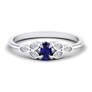 Anillos de compromiso REYES con zafiro azul de corte ovalado de 0.21 quilates, anillos de promesa de boda de plata de ley 925 con moissanita para mujer - Product Image 5