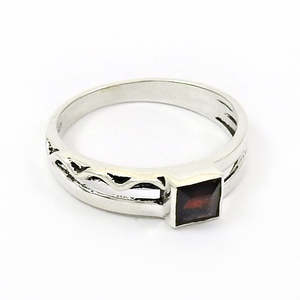 Pretty Square Red Garnet Gemstone Ring Crafted From <b>Solid</b> 925 Sterling <b>Silver</b> Designer Bohemian Jewelry Fashionable Ring - Product Image 1