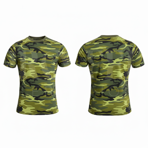 Camiseta de Manga Corta con Estampado de Camuflaje 100% Poliéster, Cuello Redondo, Transpirable, Ligera, Verano, Logotipo Personalizado, Unisex - Product Image 5