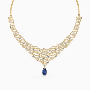 สร้อยคอเพชรเลี้ยงในห้องปฏิบัติการรุ่น Ocean Embrace น้ำหนัก 4.70 กะรัต ทำจากทอง 9K สีเหลือง ขาว และโรสโกลด์ - Product Image 3