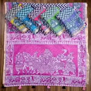 Kanika Silk Linen <b>Gold</b> Piping Border Saree cut 6.30m Festive Party Wear Traditional Ethnic Drape With Unstitched Matching <b>Blouse</b> - Product Image 5