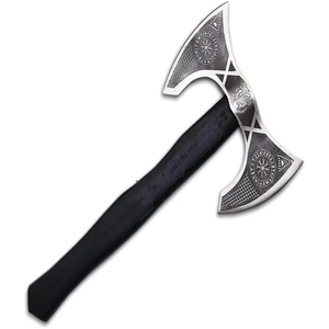 Doppelklingen-Taktische Tomahawk-Axt mit Graviertem Edelstahlkopf und Holzgriff - Product Image 1