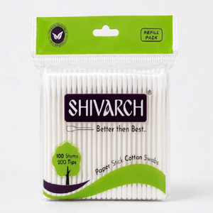 Hisopos de Algodón con Palito de Papel al por Mayor, 100 Unidades, Hisopos de Doble Punta con Puntas Suaves para Cosméticos, Uso Médico y Limpieza del Hogar - Product Image 1