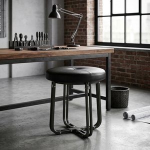 Tabouret moderne portable et léger en acier inoxydable, revêtement en similicuir, chaise d'appoint minimaliste pour chambre à coucher, durable et fait main - Product Image 6