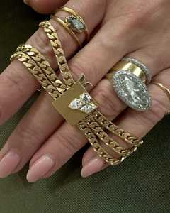 Round Pear Marquise Cut Lab Grown Diamond Pave Cluster Nameplate Cuban Link <b>Bracelet</b> Wide Custom Wholesale 14K 18K <b>Solid</b> Gold - Product Image 4