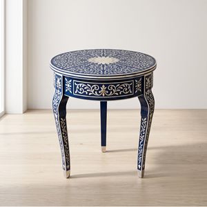 Best Quality Handmade <b>blue</b> floral Bone Inlay <b>Bedside</b> <b>Table</b> Made of Wood for Decoration From India. - Product Image 1