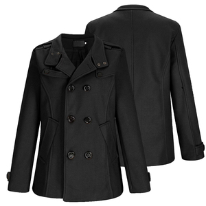Casual Wear Black Color Long <b>Pea</b> <b>Coat</b> Breathable Windproof Warm Fall Winter Plus Size Windbreaker Winter Fleece Outdoor <b>Pea</b> <b>Coat</b> - Product Image 3