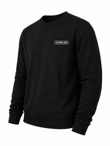 Sudadera de punto para hombre de 400 GSM, negra, con cuello alto, ajuste holgado, color liso, con logo personalizado impreso frontalmente, bolsillo, informal, para invierno, MOQ bajo - Product Image 3