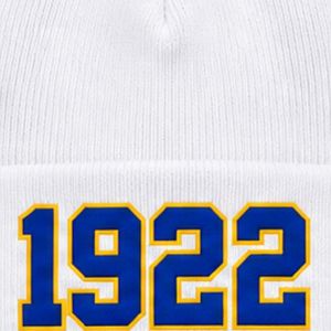 หมวกบีนนี่สีขาวสำหรับผู้หญิง Sigma Gamma Rho ปักลายปี 1922 หมวกไหมพรมถักขอบพับสำหรับฤดูหนาว นุ่ม อุ่น สไตล์ลำลองสำหรับชมรมนักศึกษากรีก - Product Image 5