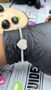 Bracelet tennis en moissanite en forme de cœur, plaqué rhodium, argent 925, sertissage artisanal, luxe, unisexe, à porter au quotidien - Product Image 3