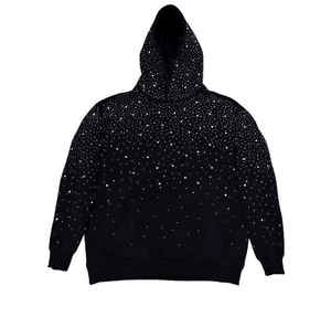 Sudadera con Capucha de Diamantes de Imitación Estilo Noche Estrellada para Hombre y Mujer 2026 Negra Oversize con Cristales Plateados Brillantes Top Urbano Streetwear HD - Product Image 2
