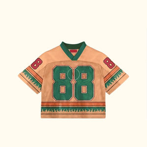 Maillot de hockey sur glace personnalisé, col en V, manches courtes, maille respirante en polyester, vêtements de sport pour hommes adultes, numéro 88, design vert orange - Product Image 2