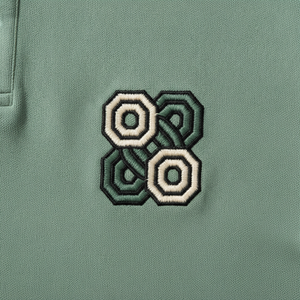 2026 Summer Green Short <b>Sleeve</b> <b>Polo</b> <b>Shirt</b> With Geometric Embroidery Front Casual Style 100% Cotton Oxford Fabric Breathable - Product Image 2