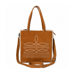 Handcrafted Suede Leather Shoulder Tote <b>Bag</b> for Women Western Style Everyday Handbag Large Capacity Travel Office Shopping Purse - Product Image 1
