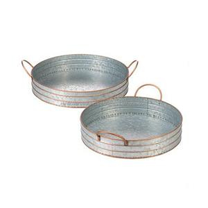 Plateau de service en métal galvanisé à forte demande avec poignées robustes Accent décoratif pour tables basses mariages et fêtes - Product Image 4