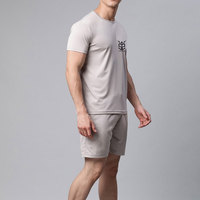 Ensemble t-shirt et short pour homme, couleur unie, séchage rapide, col rond, vêtements décontractés d'été, coton extensible, logo imprimé personnalisé
