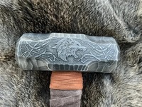 Marteau de cosplay industriel Fenrir Viking Wolf & Runes gravé, avec manche en bois antidérapant, face rectangulaire, OEM DIY