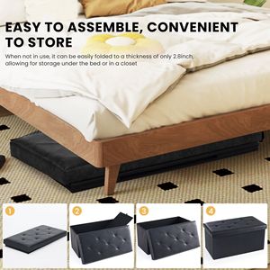 Banc de rangement pliable de 30 pouces avec coussin supérieur en cuir, repose-pieds pour lit - Product Image 3