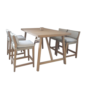 Juego de Comedor Moderno de Lujo de 5 Piezas con Respaldo de Escalera en Madera de Acacia con Acabado Aceitado, Muebles Minh Phuoc para el Hogar - Product Image 1