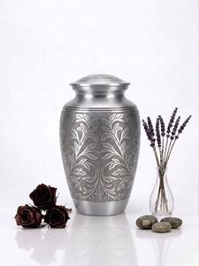 Urne funéraire artisanale en acier inoxydable motif feuille, capacité 3-4L, style classique, faite à la main pour les occasions de commémoration - Product Image 2