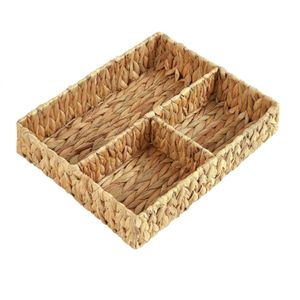 Kitchen <b>Storage</b> <b>Tray</b> Handmade Woven Natural Water Hyacinth Organizer for Countertop and Pantry Decorative <b>Trays</b> - Product Image 1