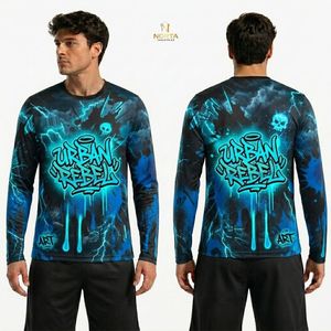 Camiseta Deportiva de Manga Larga, Transpirable, de Secado Rápido, con Patrón Geométrico Abstracto Beige Dorado, de Poliéster - Product Image 2