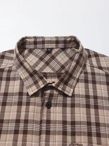 Chemise en flanelle pour homme, coupe slim, chemise en flanelle d'automne pour homme, manches longues, à carreaux, boutonnée, chemise en flanelle décontractée - Product Image 4