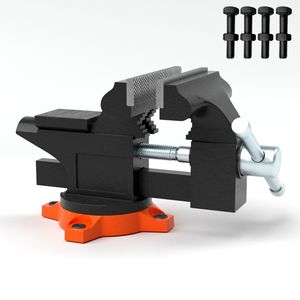 Morsa da banco multiuso da 4,5 pollici con apertura ganasce da 3,3 pollici, base girevole a 240°, costruzione robusta per lavori su tubi - Product Image 1