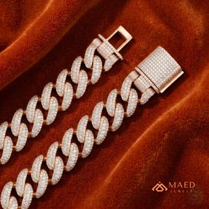 สร้อยคอแบบ Cuban Link ชุบทองคำสีกุหลาบประดับเพชรโมอิสซาไนต์ เครื่องประดับแฟชั่นสำหรับผู้ชายและผู้หญิง สไตล์นิวยอร์ก ไอซ์ลิงค์ จี้รูปทรงเมือง - Product Image 3