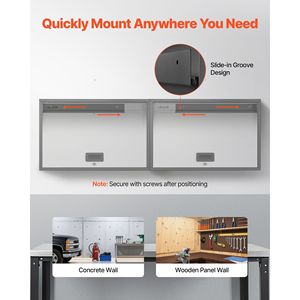 Armadio Metallico da Parete 27.56L X 12.01P X 19.69A Pollici, Armadietto Galleggiante per Attrezzi da Garage con Porta a Ribalta, Capacità di Carico 240 Libbre - Product Image 3