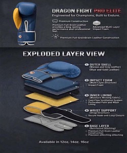 Gants de boxe DF-BGAyb2 bleus et jaunes pour entraînement de kickboxing 12oz avec fermeture auto-agrippante pour salle de sport, MMA, sparring, arts martiaux pour adultes - Product Image 5