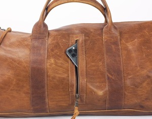 Sac de voyage en cuir véritable pour homme, style vintage, sac de week-end, grande capacité, bagage à main, poche pour chaussures, portable - Product Image 5