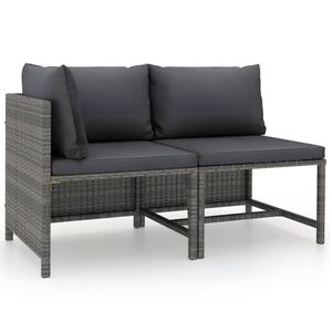 Conjunto de Sofás Modulares Medianos para Jardín, en Ratán Sintético Gris, Acero y Poliéster, Muebles de Exterior Duraderos y Elegantes - Product Image 1