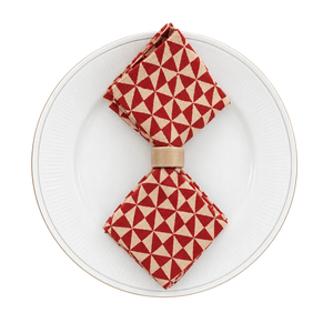 Nappe de table carrée géométrique en coton matelassé, rouge et beige, pour la maison et les restaurants - Product Image 3