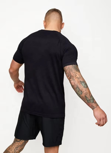 Conjunto de Camisetas Deportivas Negras para Hombre, Corte Ajustado, Cuello Redondo, Manga Corta, Secado Rápido, Tejido de Punto, Ropa Deportiva de Verano - Product Image 4