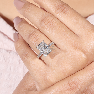 Bagues de fiançailles de luxe en diamant pour femmes 1 à 5 carats, taille Radiant, diamants de laboratoire certifiés IGI, pour mariage, anniversaire, fête, éternité, en or 14K - Product Image 5