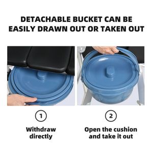 Moderna Sedia a Rotelle 2-in-1 in Alluminio per Doccia/Comoda, Altezza Regolabile 38-42 Pollici, Pieghevole con Pedali, Telaio in Lega di Alluminio - Product Image 5