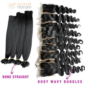 Venta al por mayor de pelo humano ondulado del cuerpo trama de color natural pelo virgen vietnamita cutícula alineada de calidad superior - Product Image 4